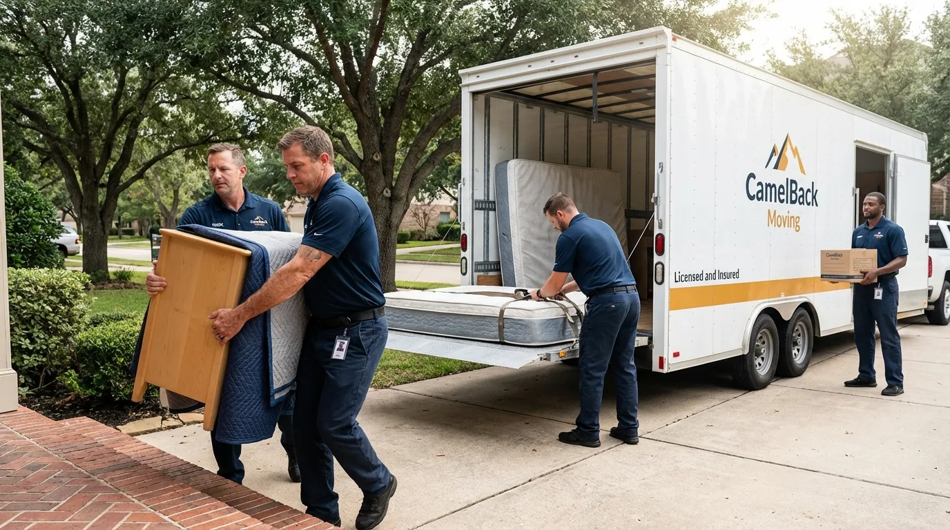 Crew loading residential truck for cross-state move from Blackshear, GA
